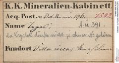 Etiketten zu Topas (NHMW-MIN-Au391)